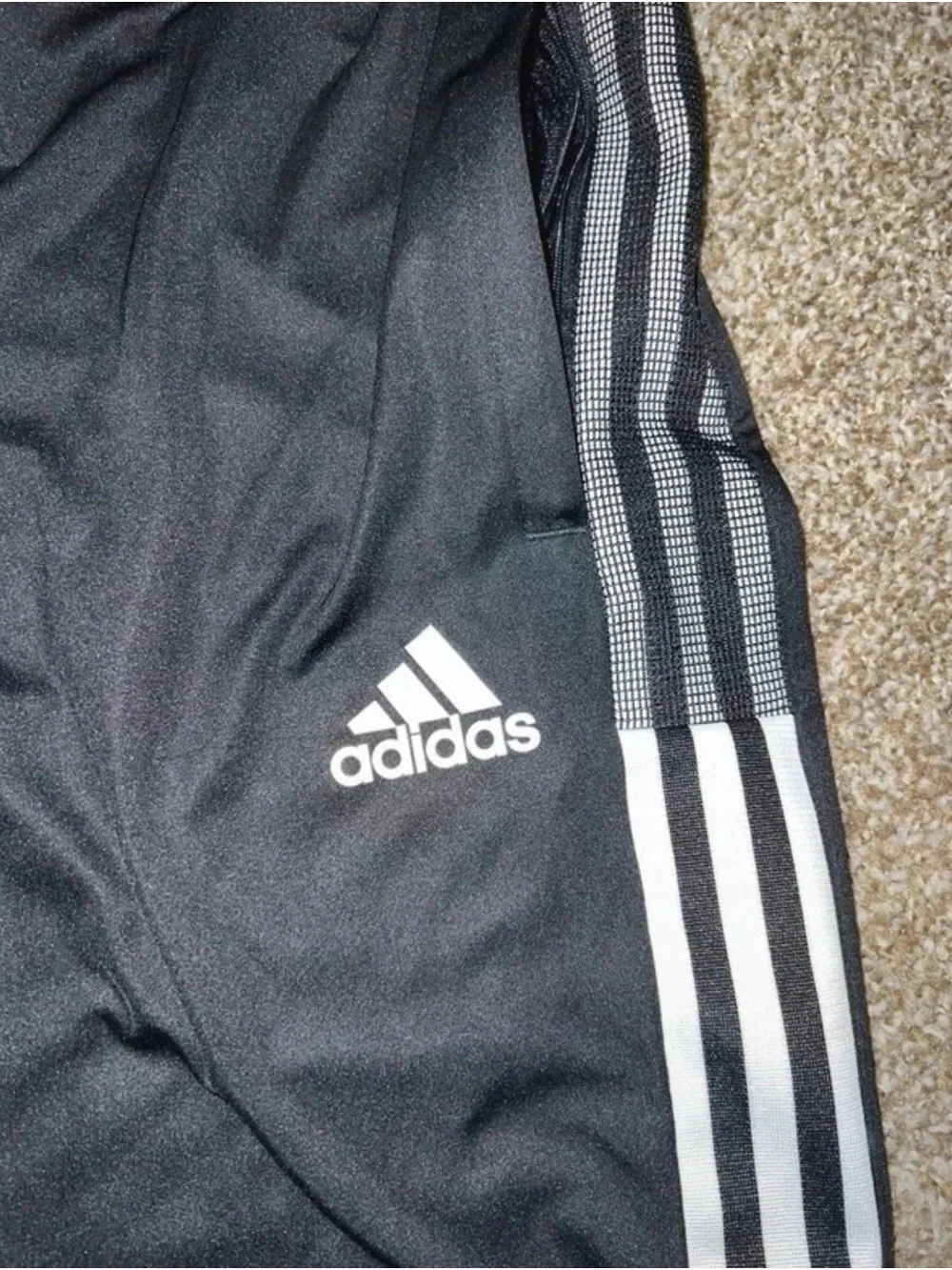adidas Men’s Black Joggers with White Side Stripes Size: Small